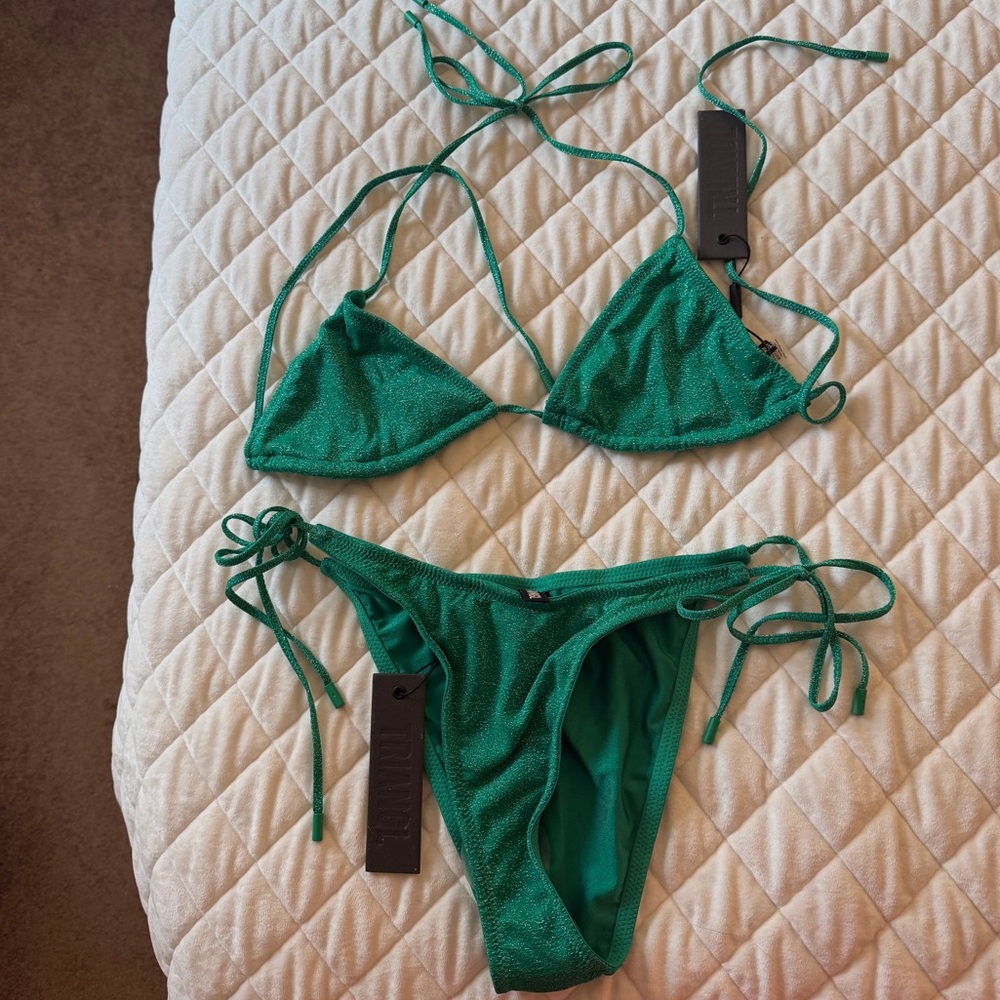 TRIANGL SPARKLY GREEN Tie-Side Bikini - Women Swim